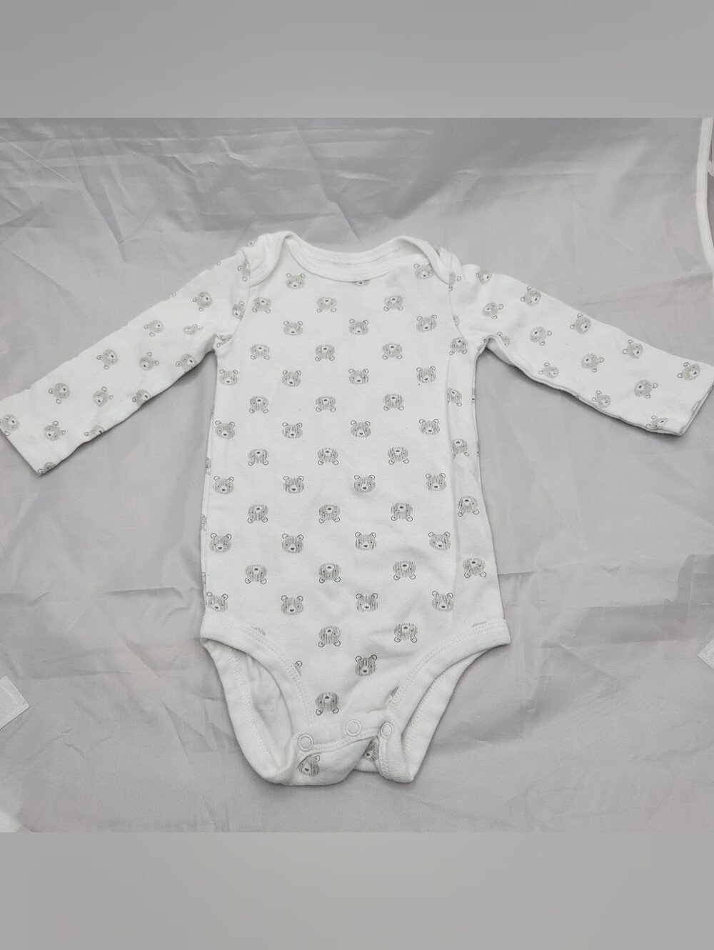 Carter's White Long-Sleeve Bodysuit with Gray Bear Print